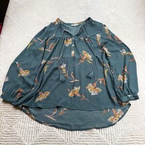 DR2 Danial Rainn Floral Peasant Blouse Womens XXL Boho Cottagecore Bohemian Top